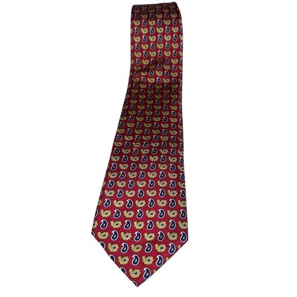 NWT Brooks Brothers 346 Men’s 100% Silk Tie Red Blue Yellow Paisley 90s Y2K